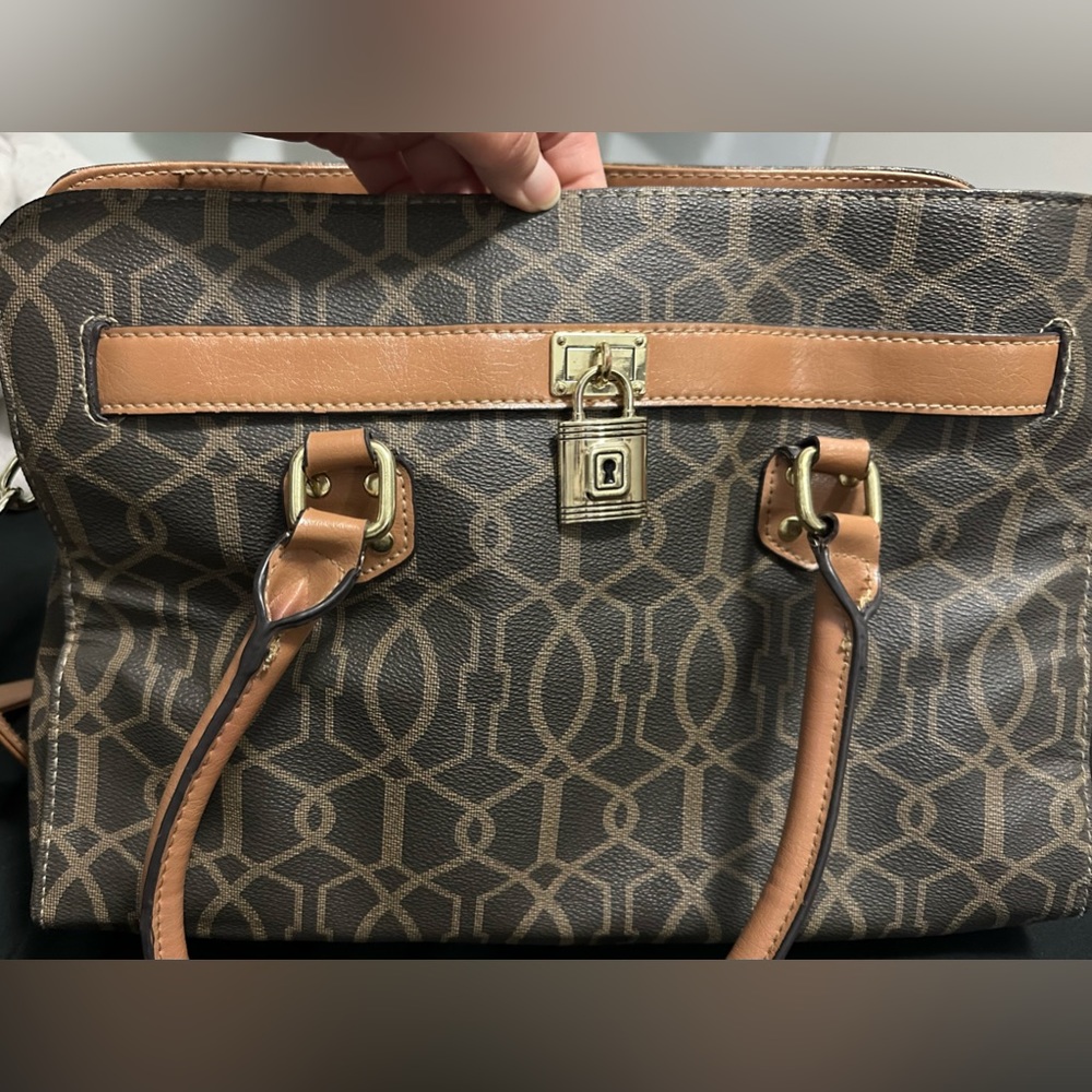 Large Brown PVC Shoulder Bag